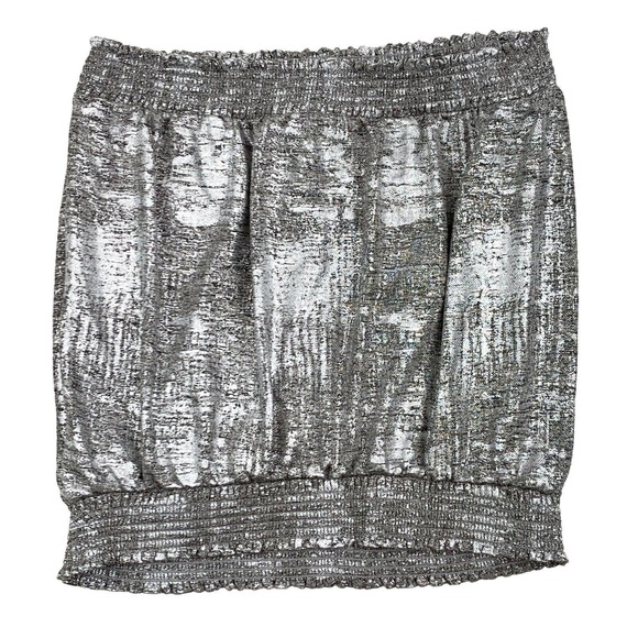 NWT Anthropologie Maiah Silver Metallic Shimmer Strapless‎ Tube Top. medium. - Picture 5 of 8